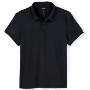 Huckberry Proof 72-Hour Merino Two-Button Polo Shirt in Stone Black, XXL